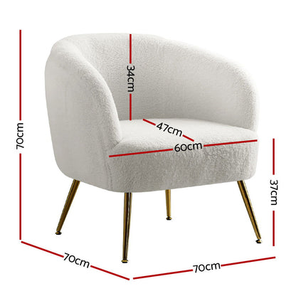 Artiss Armchair Lounge Chair Accent Chairs Armchairs Sherpa Boucle Sofa White - Cosy Abode