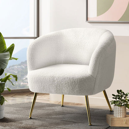Artiss Armchair Lounge Chair Accent Chairs Armchairs Sherpa Boucle Sofa White - Cosy Abode