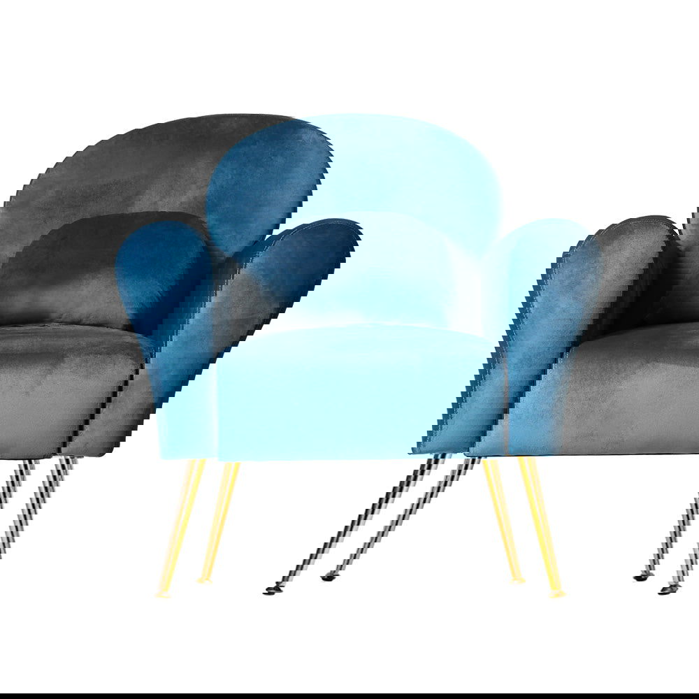 Artiss Armchair Lounge Chair Accent Chairs Armchairs Sofa Navy Velvet Cushion - Cosy Abode