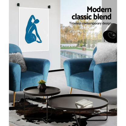 Artiss Armchair Lounge Chair Accent Chairs Armchairs Sofa Navy Velvet Cushion - Cosy Abode