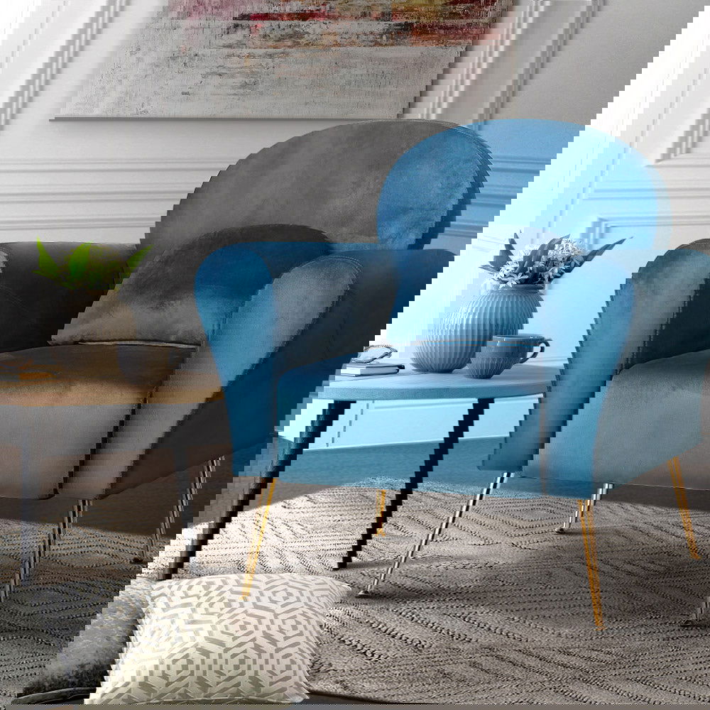 Artiss Armchair Lounge Chair Accent Chairs Armchairs Sofa Navy Velvet Cushion - Cosy Abode