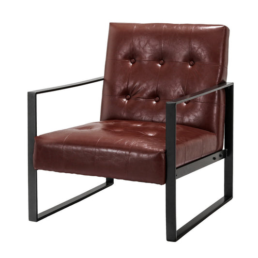 Artiss Armchair Lounge Chair Accent Chairs PU Leather Sofa Brown Metal Frame - Cosy Abode