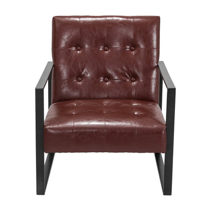 Artiss Armchair Lounge Chair Accent Chairs PU Leather Sofa Brown Metal Frame - Cosy Abode