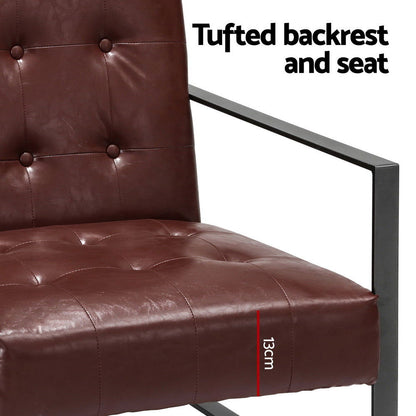 Artiss Armchair Lounge Chair Accent Chairs PU Leather Sofa Brown Metal Frame - Cosy Abode