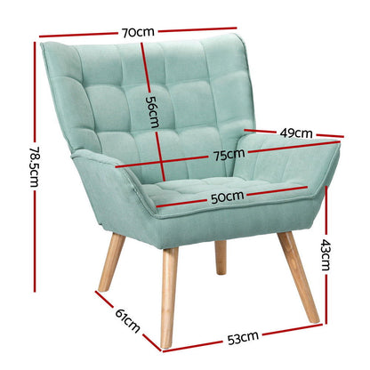 Artiss Armchair Lounge Chair Accent Chairs Sofa Linen Fabric Cushion Seat Blue - Cosy Abode