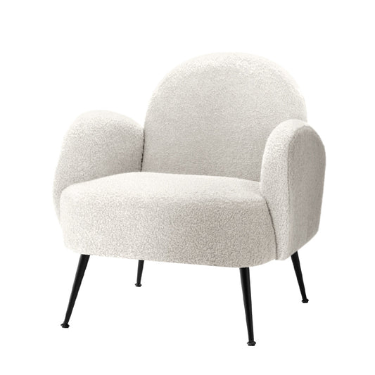 Artiss Armchair Lounge Chair Armchairs Accent Arm Chairs Sherpa Boucle White - Cosy Abode