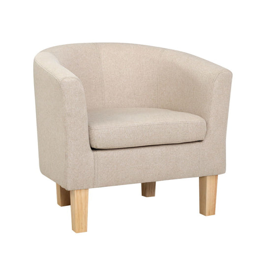 Artiss Armchair Lounge Chair Tub Accent Armchairs Fabric Sofa Chairs Beige - Cosy Abode