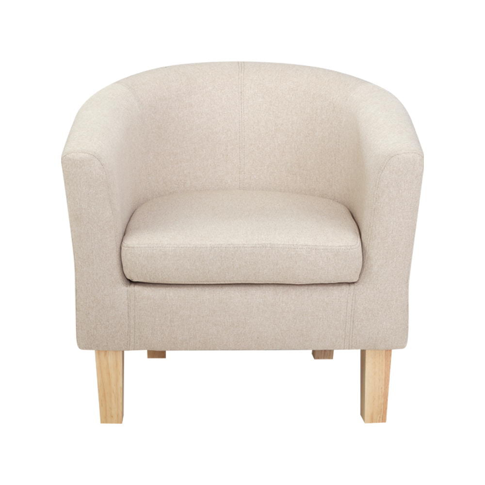 Artiss Armchair Lounge Chair Tub Accent Armchairs Fabric Sofa Chairs Beige - Cosy Abode