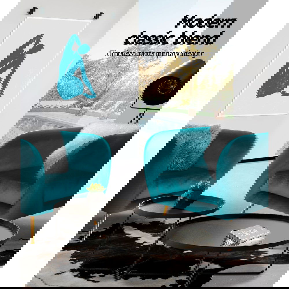 Artiss Armchair Lounge Sofa Arm Chair Accent Chairs Armchairs Couch Velvet Green - Cosy Abode