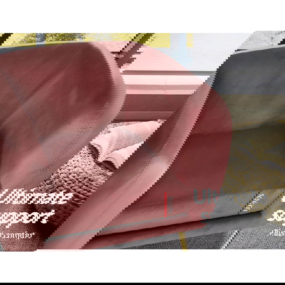 Artiss Armchair Lounge Sofa Arm Chair Accent Chairs Armchairs Couch Velvet Pink - Cosy Abode