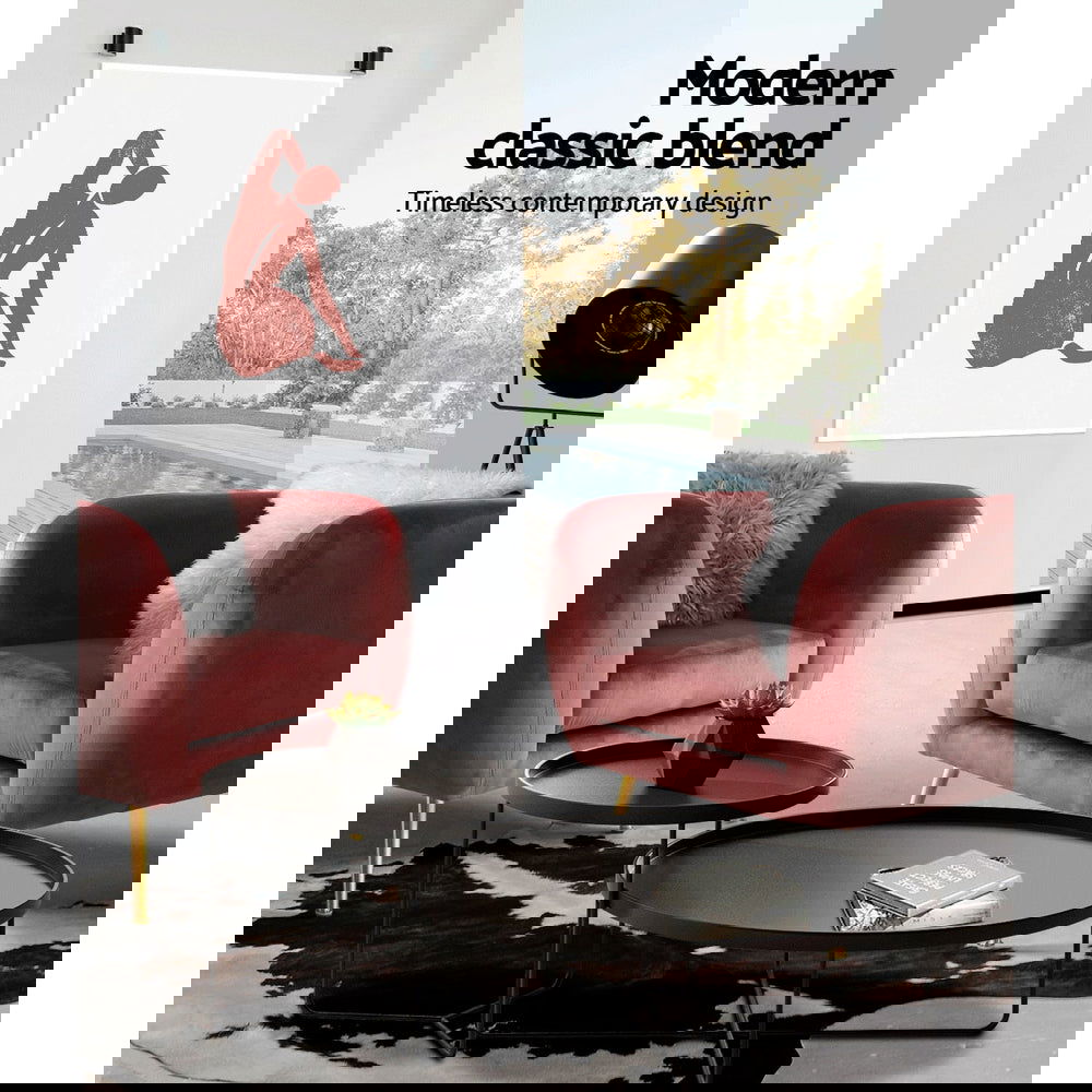 Artiss Armchair Lounge Sofa Arm Chair Accent Chairs Armchairs Couch Velvet Pink - Cosy Abode