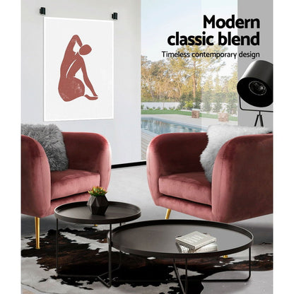 Artiss Armchair Lounge Sofa Arm Chair Accent Chairs Armchairs Couch Velvet Pink - Cosy Abode