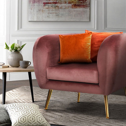 Artiss Armchair Lounge Sofa Arm Chair Accent Chairs Armchairs Couch Velvet Pink - Cosy Abode