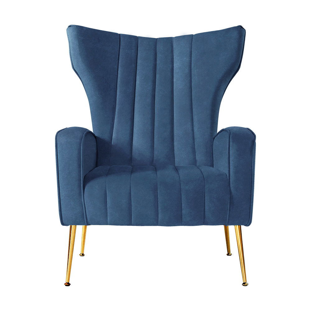 Artiss Armchair Navy Velvet Kate - Cosy Abode