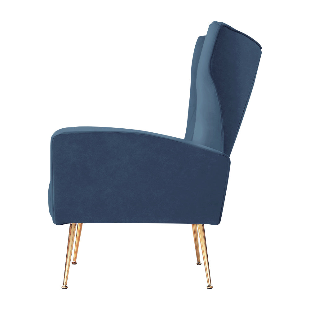 Artiss Armchair Navy Velvet Kate - Cosy Abode