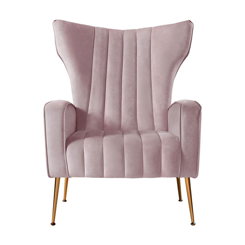 Artiss Armchair Pink Velvet Kate - Cosy Abode