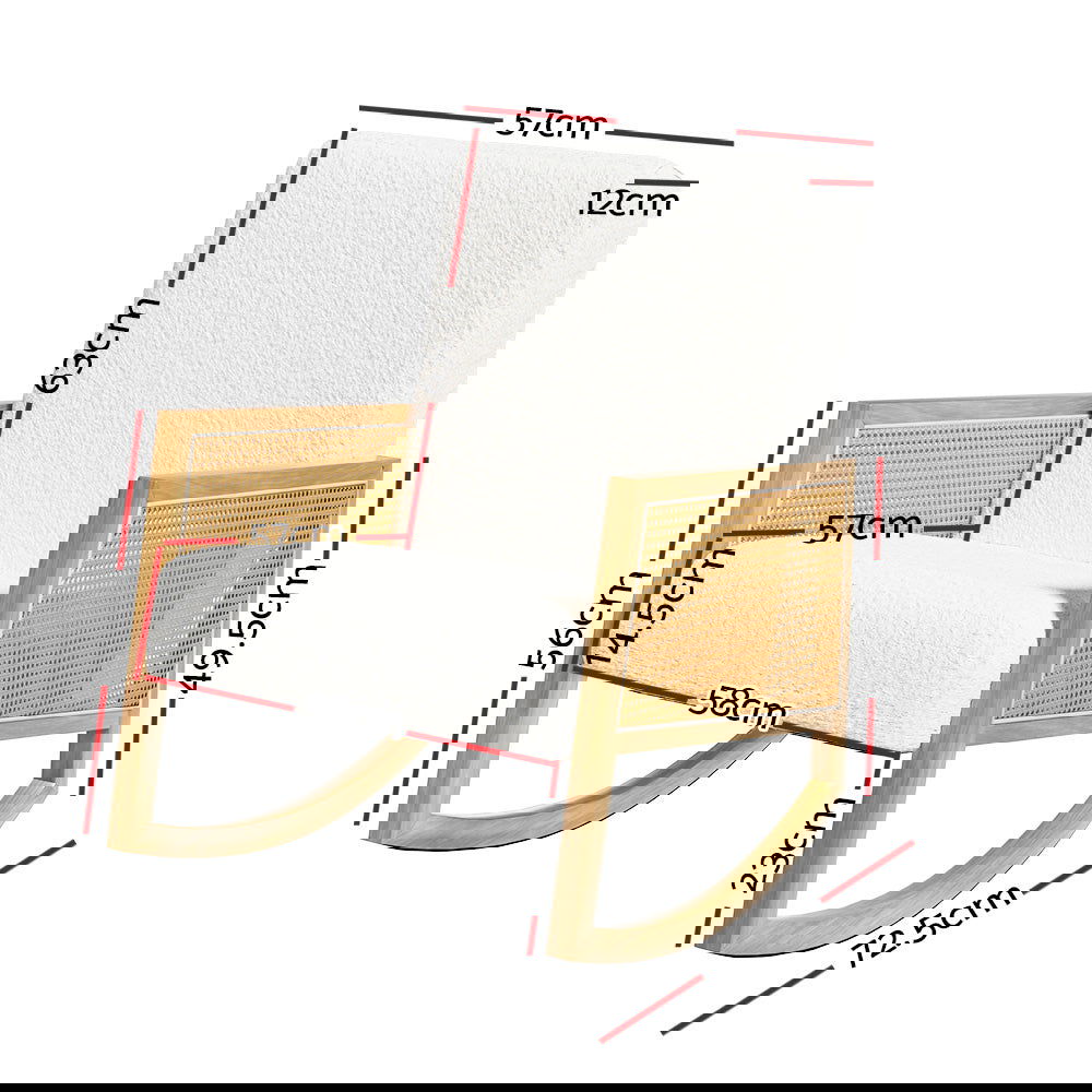 Artiss Armchair Rocking Chair Boucle Rattan White - Cosy Abode