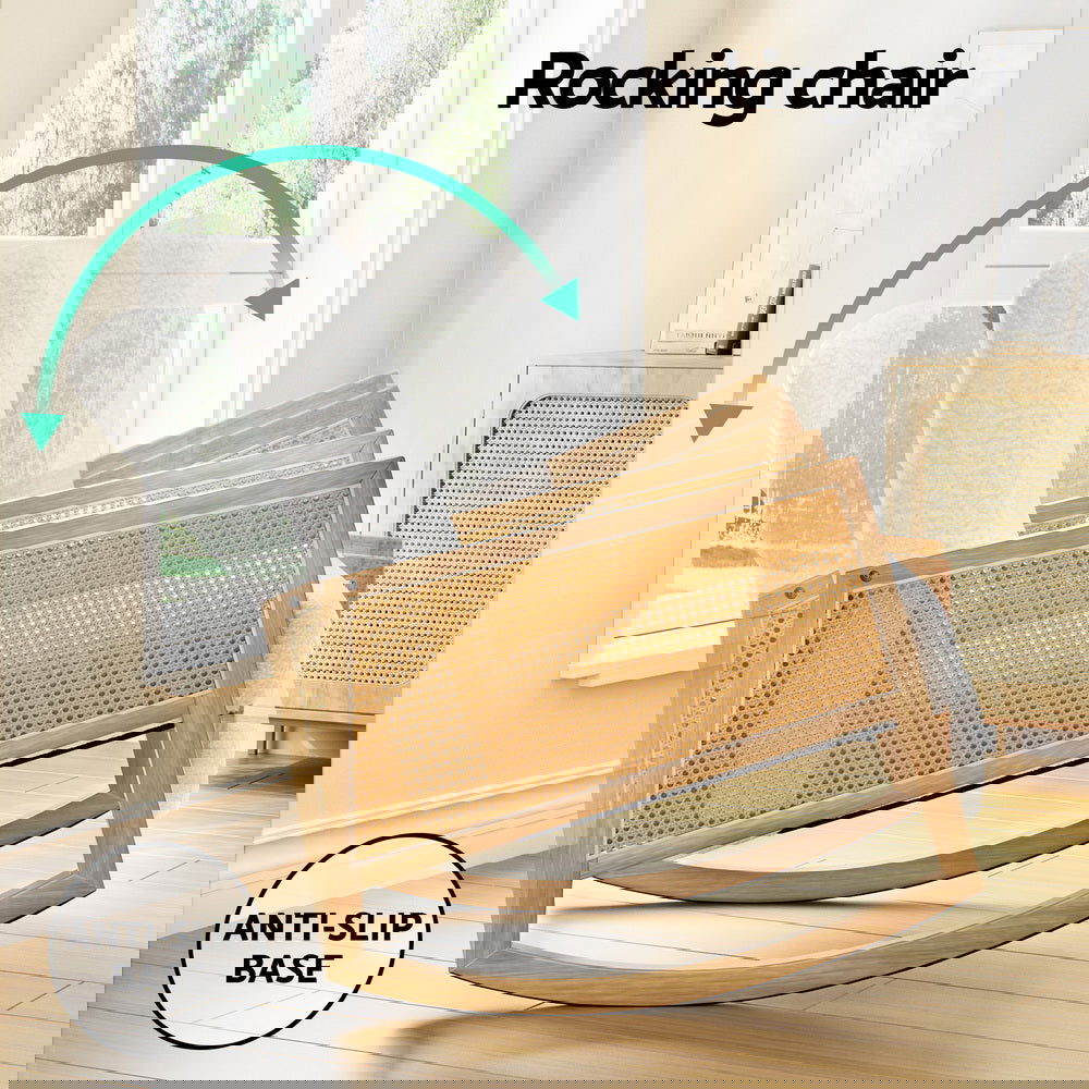 Artiss Armchair Rocking Chair Boucle Rattan White - Cosy Abode