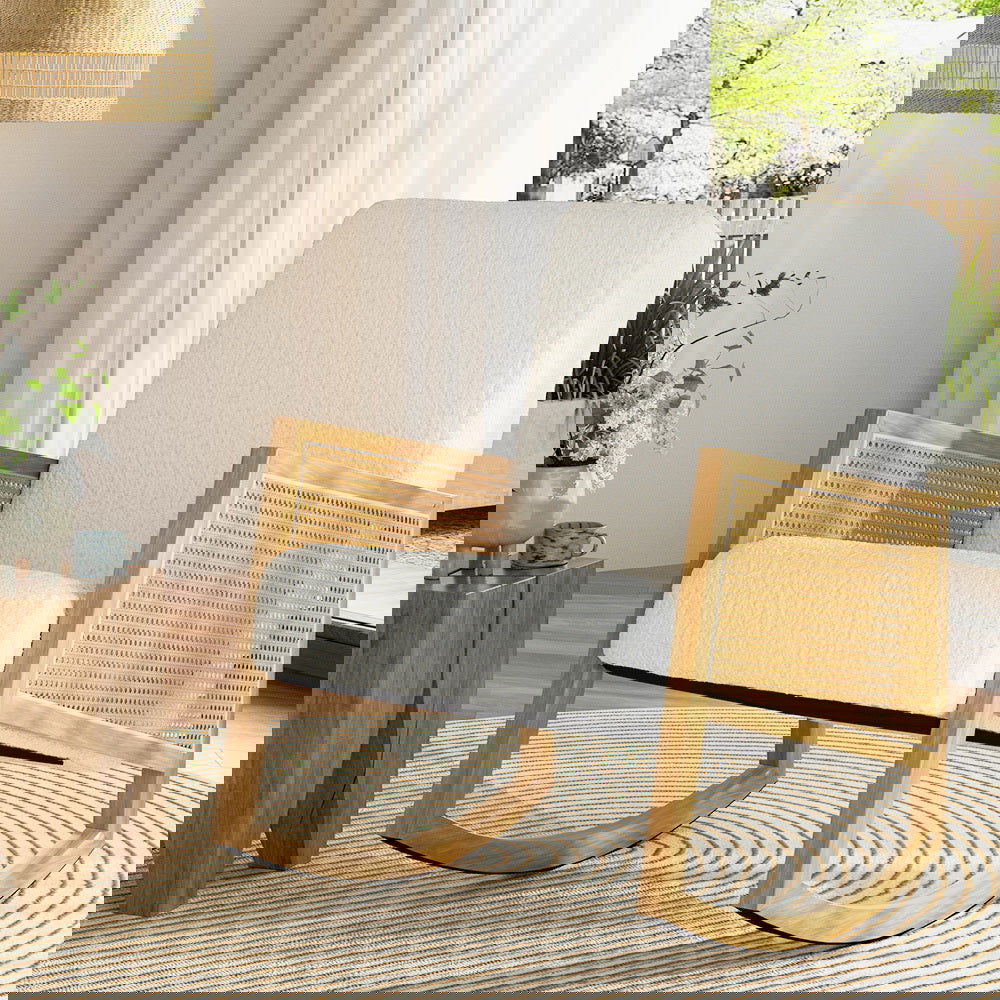 Artiss Armchair Rocking Chair Boucle Rattan White - Cosy Abode