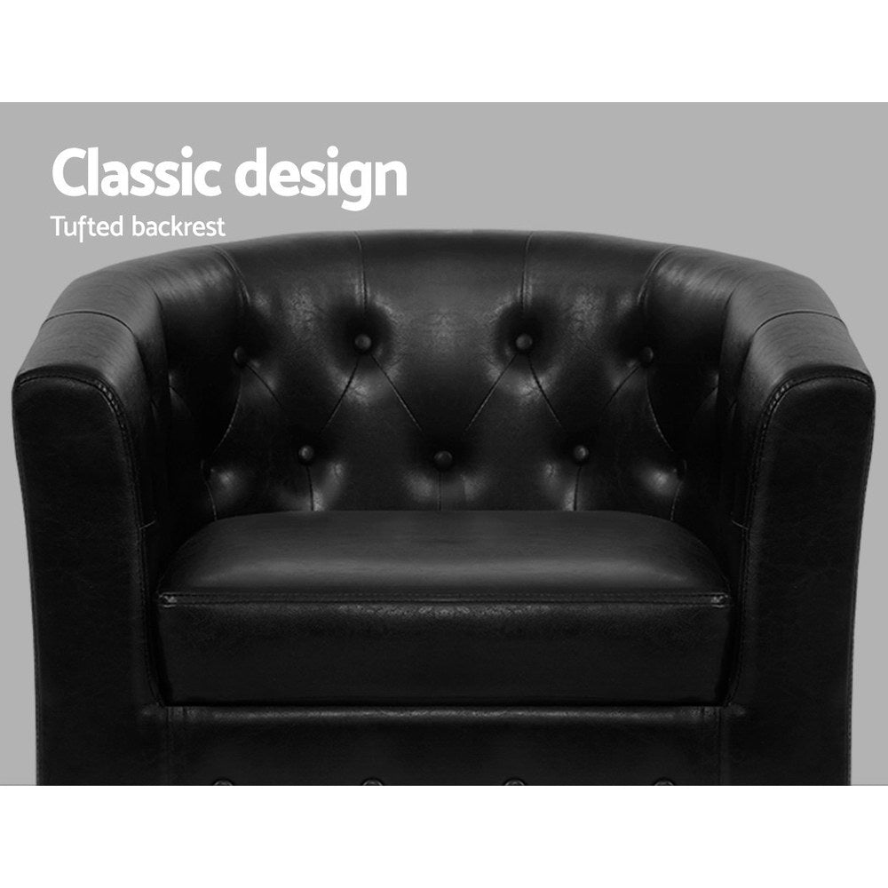 Artiss Armchair Set with Ottoman Black Ava - Cosy Abode