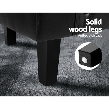 Artiss Armchair Set with Ottoman Black Ava - Cosy Abode