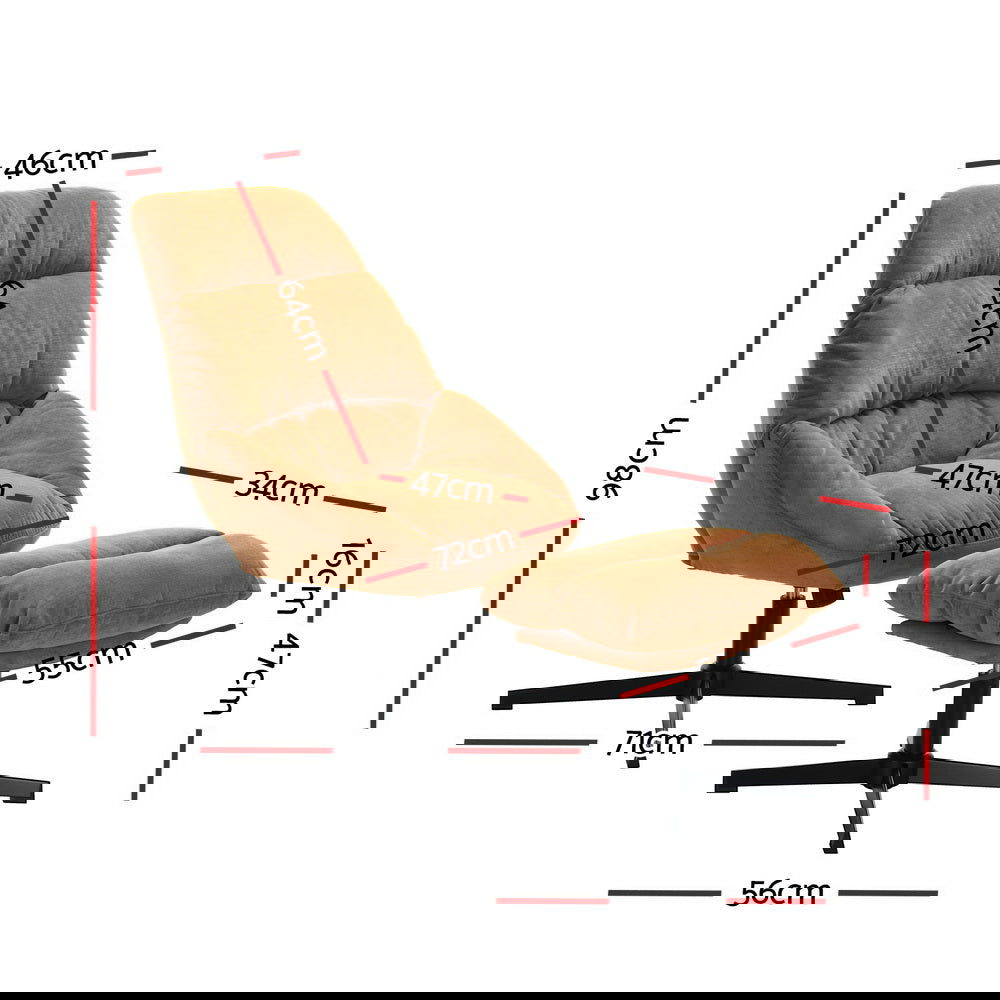 Artiss Armchair Set with Ottoman Linen Fabric Orange Yaro - Cosy Abode