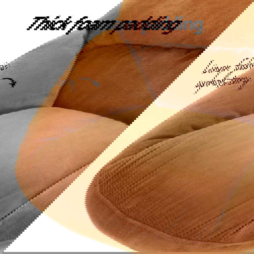 Artiss Armchair Set with Ottoman Linen Fabric Orange Yaro - Cosy Abode