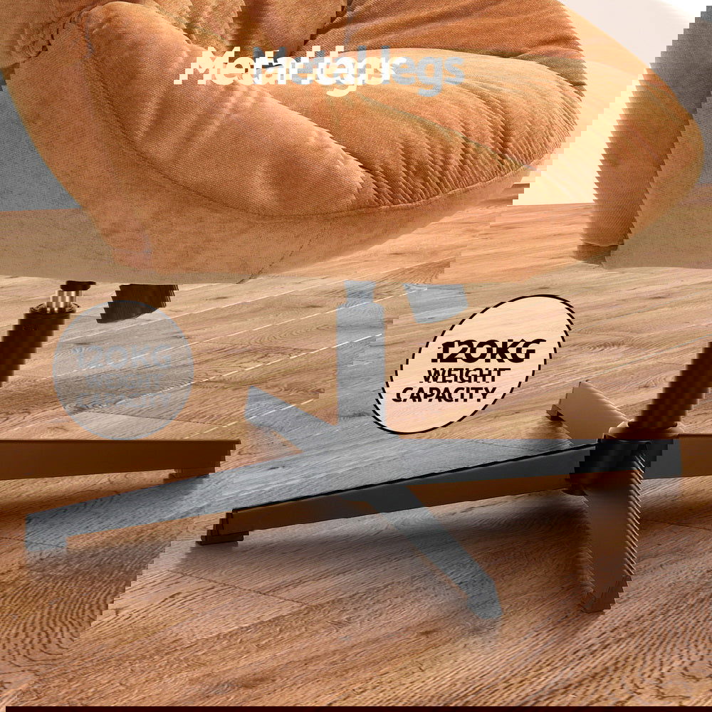 Artiss Armchair Set with Ottoman Linen Fabric Orange Yaro - Cosy Abode