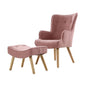 Artiss Armchair Set with Ottoman Pink Lansar - Cosy Abode