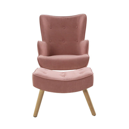 Artiss Armchair Set with Ottoman Pink Lansar - Cosy Abode