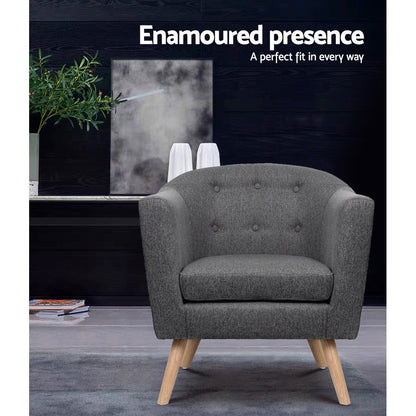 Artiss Armchair Tub Chair Grey Adora - Cosy Abode