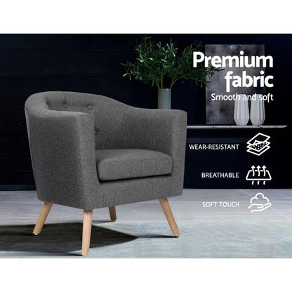 Artiss Armchair Tub Chair Grey Adora - Cosy Abode