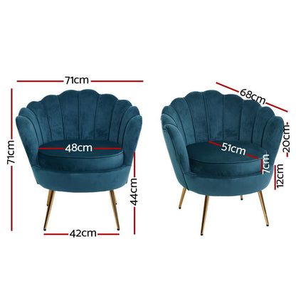 Artiss Armchair Velvet Blue Callista - Cosy Abode