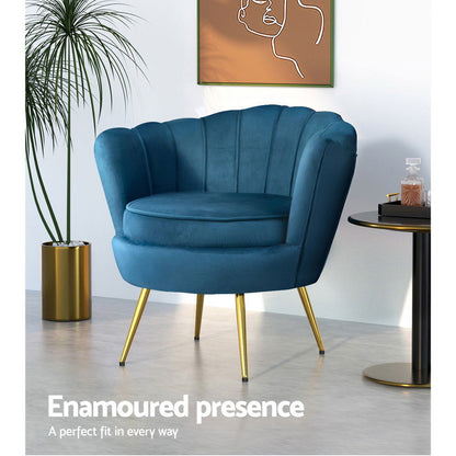 Artiss Armchair Velvet Blue Callista - Cosy Abode