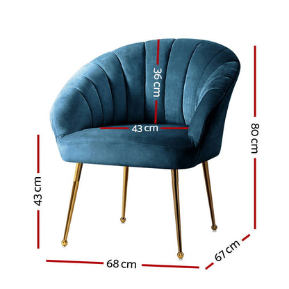 Artiss Armchair Velvet Blue Eloise - Cosy Abode