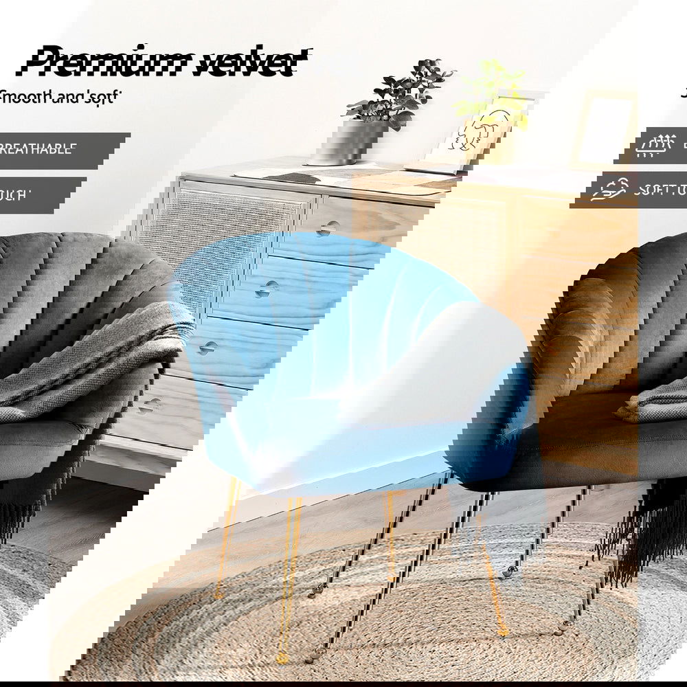 Artiss Armchair Velvet Blue Eloise - Cosy Abode