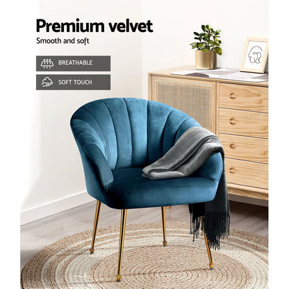 Artiss Armchair Velvet Blue Eloise - Cosy Abode