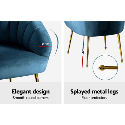 Artiss Armchair Velvet Blue Eloise - Cosy Abode