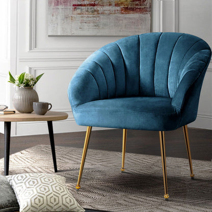 Artiss Armchair Velvet Blue Eloise - Cosy Abode