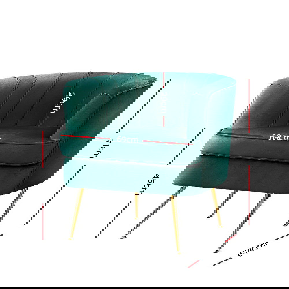 Artiss Armchair Velvet Green Norvia - Cosy Abode