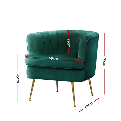 Artiss Armchair Velvet Green Norvia - Cosy Abode