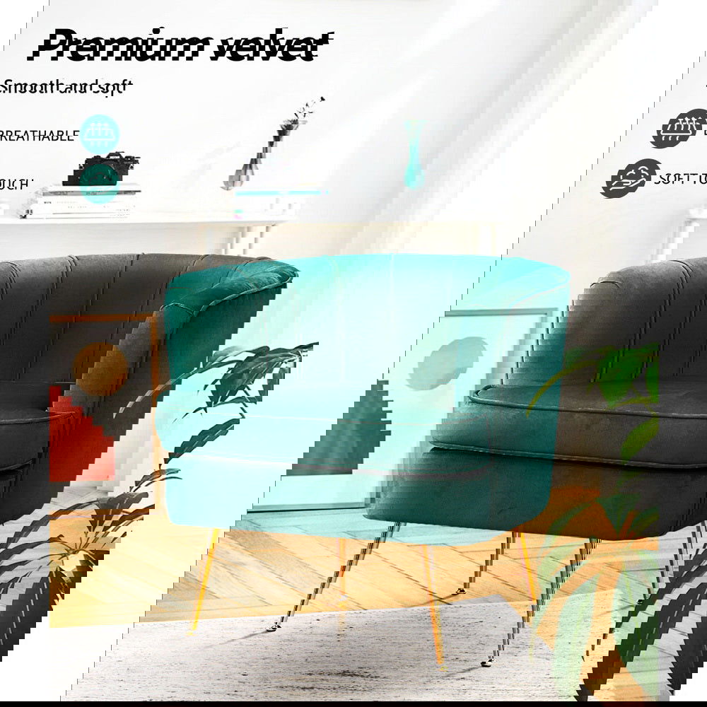 Artiss Armchair Velvet Green Norvia - Cosy Abode