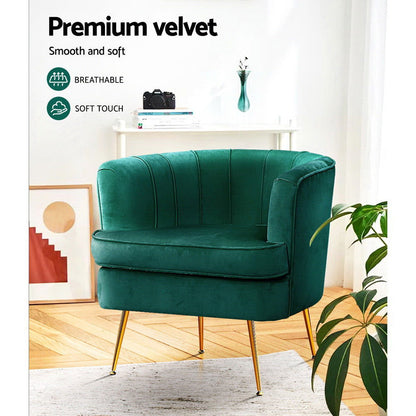 Artiss Armchair Velvet Green Norvia - Cosy Abode