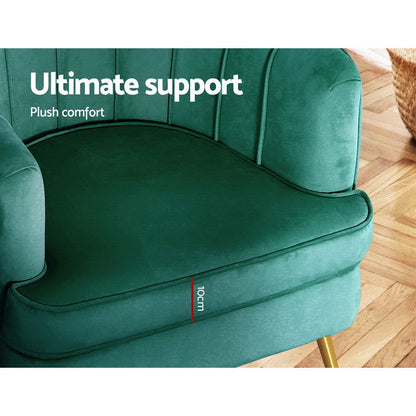Artiss Armchair Velvet Green Norvia - Cosy Abode