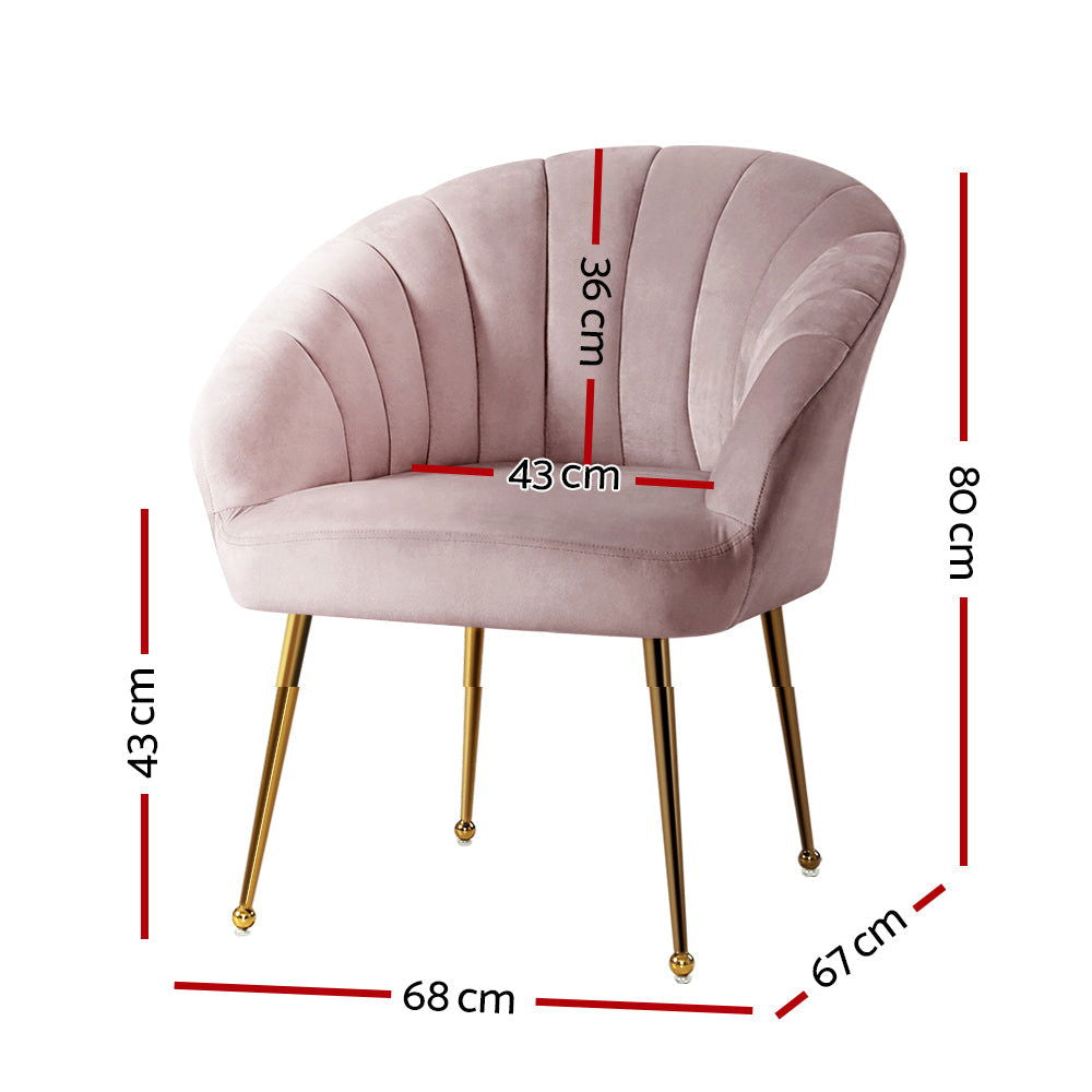 Artiss Armchair Velvet Pink Eloise - Cosy Abode