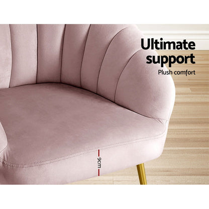 Artiss Armchair Velvet Pink Eloise - Cosy Abode