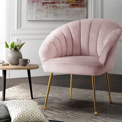 Artiss Armchair Velvet Pink Eloise - Cosy Abode