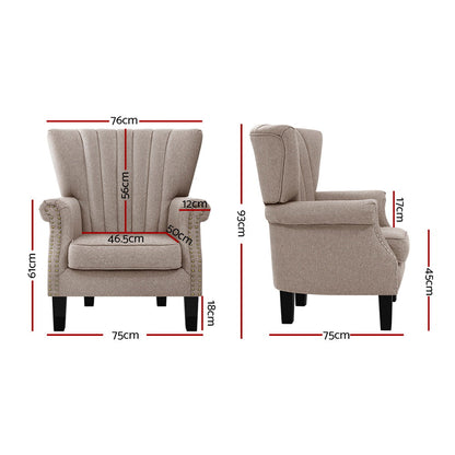 Artiss Armchair Wingback Beige Andrew - Cosy Abode