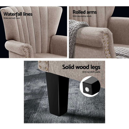 Artiss Armchair Wingback Beige Andrew - Cosy Abode