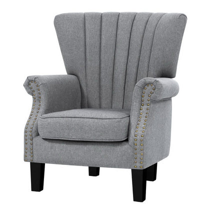 Artiss Armchair Wingback Grey Andrew - Cosy Abode